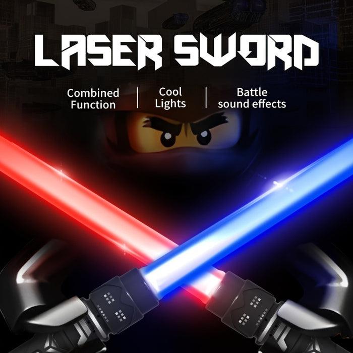 2 Colors Light Up Saber With FX Sound(Motion Sensitive); Star Wars Laser Saber; Realistic Handle For Kid; Expandable Light Swords Set For Halloween Dress Up Parties; Present